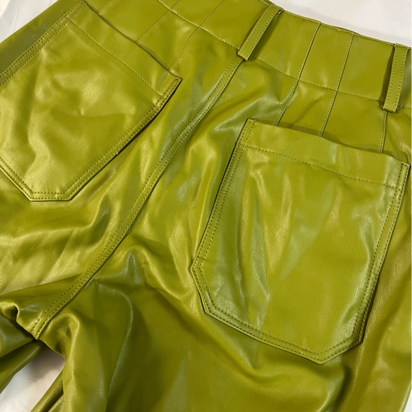 Anthropologie Maeve 25T wide leg vegan leather Chartreuse pants Green NWOT - Picture 7 of 9